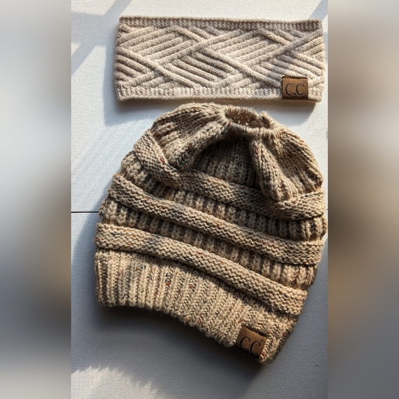 C.C Accessories - C.C. Pony Beanie  & C.C. Headband lot of 2 X-1